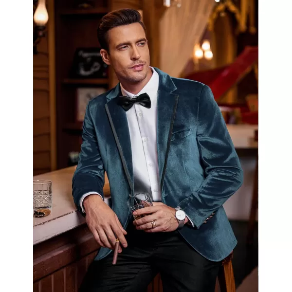 COOFANDY Men's Velvet Blazer Notched Lapel One Button Velour Tuxedo Jacket for Prom Wedding Party Dinner