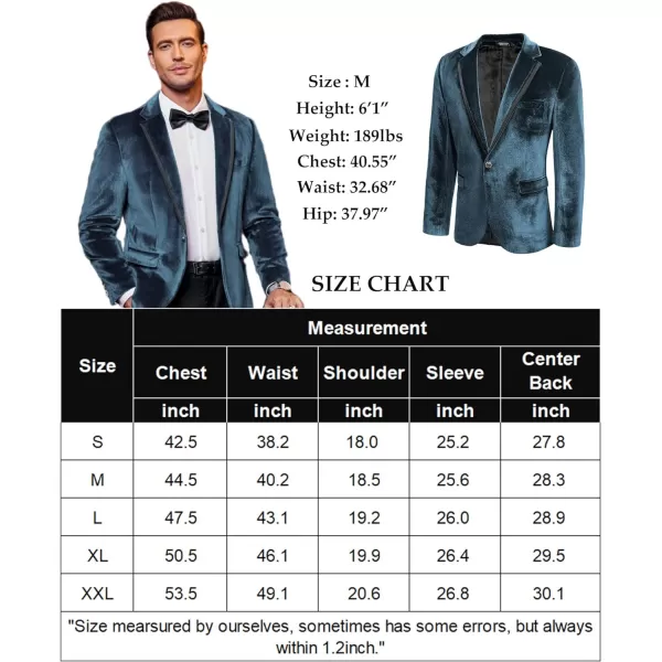 COOFANDY Men's Velvet Blazer Notched Lapel One Button Velour Tuxedo Jacket for Prom Wedding Party Dinner