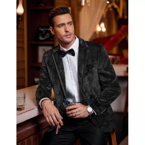COOFANDY Men's Velvet Blazer Notched Lapel One Button Velour Tuxedo Jacket for Prom Wedding Party Dinner