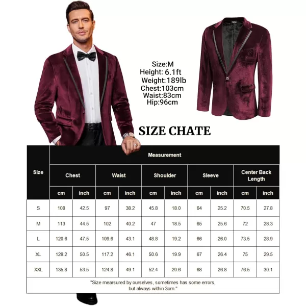 COOFANDY Men's Velvet Blazer Notched Lapel One Button Velour Tuxedo Jacket for Prom Wedding Party Dinner