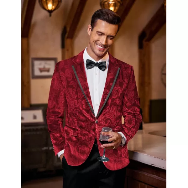 COOFANDY Men's Velvet Blazer Notched Lapel One Button Velour Tuxedo Jacket for Prom Wedding Party Dinner
