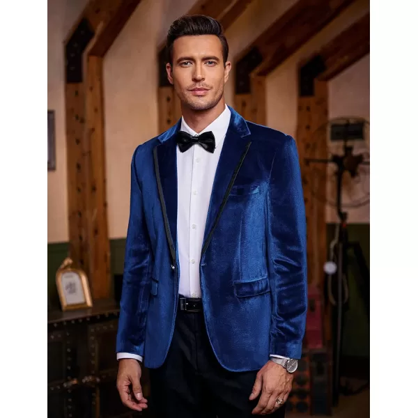 COOFANDY Men's Velvet Blazer Notched Lapel One Button Velour Tuxedo Jacket for Prom Wedding Party Dinner