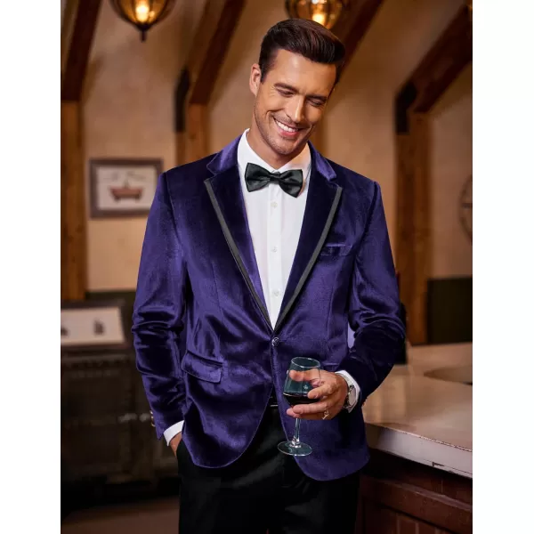 COOFANDY Men's Velvet Blazer Notched Lapel One Button Velour Tuxedo Jacket for Prom Wedding Party Dinner