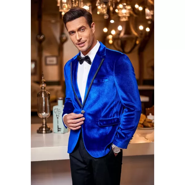 COOFANDY Men's Velvet Blazer Notched Lapel One Button Velour Tuxedo Jacket for Prom Wedding Party Dinner