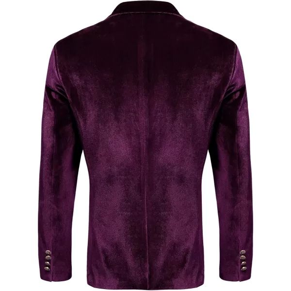 COOFANDY Men's Velvet Blazer Notched Lapel One Button Velour Tuxedo Jacket for Prom Wedding Party Dinner