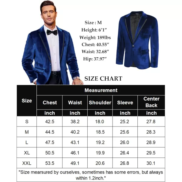 COOFANDY Men's Velvet Blazer Notched Lapel One Button Velour Tuxedo Jacket for Prom Wedding Party Dinner