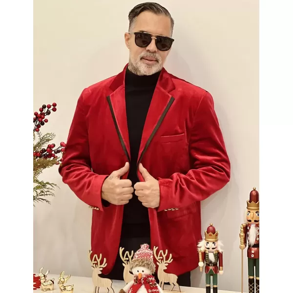 COOFANDY Men's Velvet Blazer Notched Lapel One Button Velour Tuxedo Jacket for Prom Wedding Party Dinner