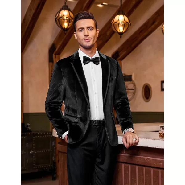 COOFANDY Men's Velvet Blazer Notched Lapel One Button Velour Tuxedo Jacket for Prom Wedding Party Dinner