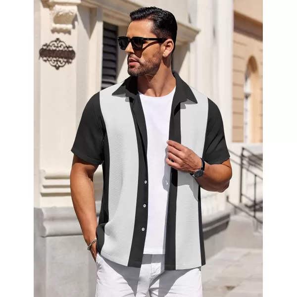 COOFANDY Mens Waffle Shirt Short Sleeve Button Down Shirts Casual Beach Vacation Shirts Textured Wrinkle Free Shirts