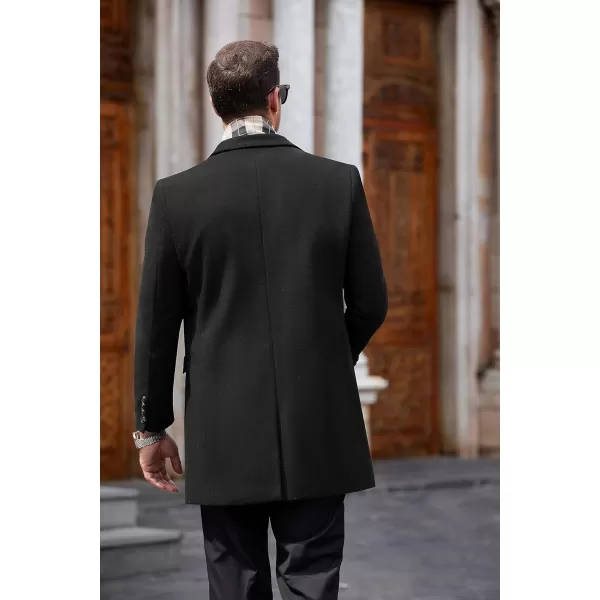 COOFANDY Men's Wool Blend Coat with Detachable Plaid Scarfs Notched Collar Single Breasted Pea Coat Trench Overcoat