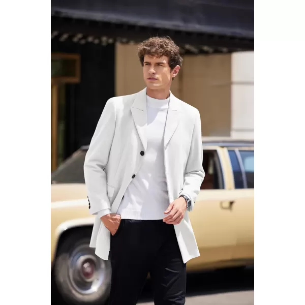 COOFANDY Men's Wool Blend Coat with Detachable Plaid Scarfs Notched Collar Single Breasted Pea Coat Trench Overcoat