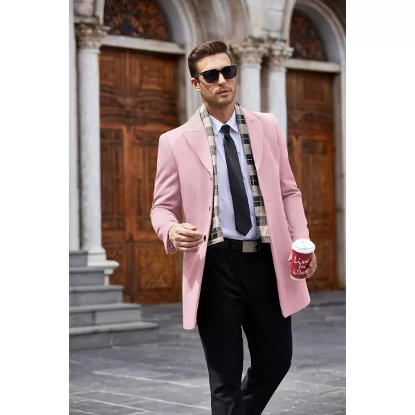 COOFANDY Men's Wool Blend Coat with Detachable Plaid Scarfs Notched Collar Single Breasted Pea Coat Trench Overcoat