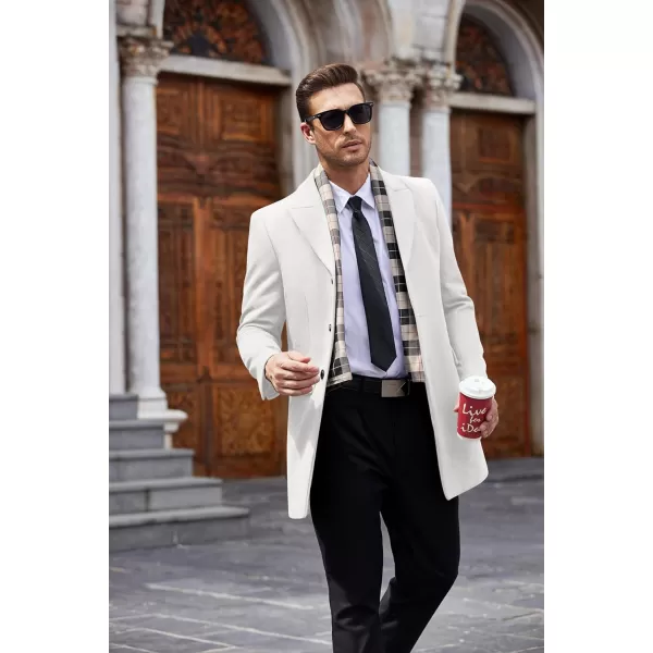 COOFANDY Men's Wool Blend Coat with Detachable Plaid Scarfs Notched Collar Single Breasted Pea Coat Trench Overcoat