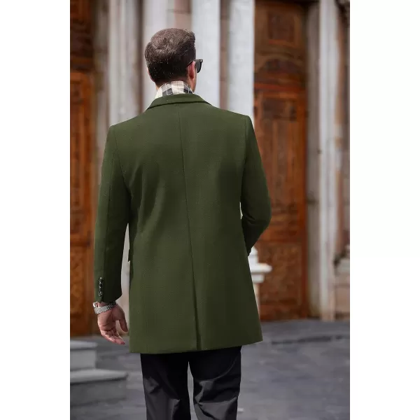 COOFANDY Men's Wool Blend Coat with Detachable Plaid Scarfs Notched Collar Single Breasted Pea Coat Trench Overcoat