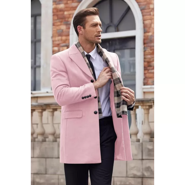 COOFANDY Men's Wool Blend Coat with Detachable Plaid Scarfs Notched Collar Single Breasted Pea Coat Trench Overcoat
