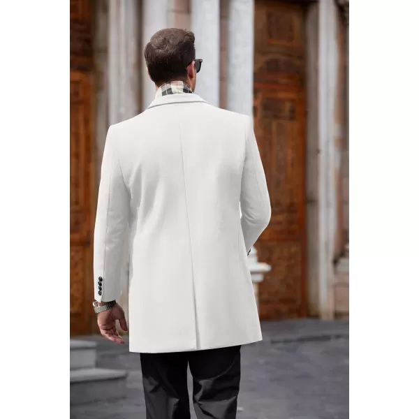 COOFANDY Men's Wool Blend Coat with Detachable Plaid Scarfs Notched Collar Single Breasted Pea Coat Trench Overcoat