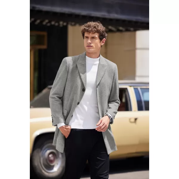 COOFANDY Men's Wool Blend Coat with Detachable Plaid Scarfs Notched Collar Single Breasted Pea Coat Trench Overcoat