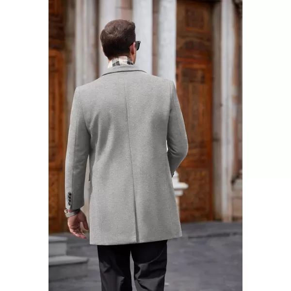 COOFANDY Men's Wool Blend Coat with Detachable Plaid Scarfs Notched Collar Single Breasted Pea Coat Trench Overcoat
