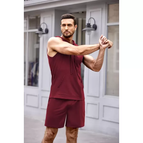 COOFANDY Men's Workout Hooded Tank Tops Sleeveless Gym Shirt Sweat Shorts Hoodie Set 2 Piece Outfits Jogging Suits