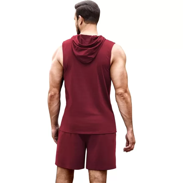 COOFANDY Men's Workout Hooded Tank Tops Sleeveless Gym Shirt Sweat Shorts Hoodie Set 2 Piece Outfits Jogging Suits