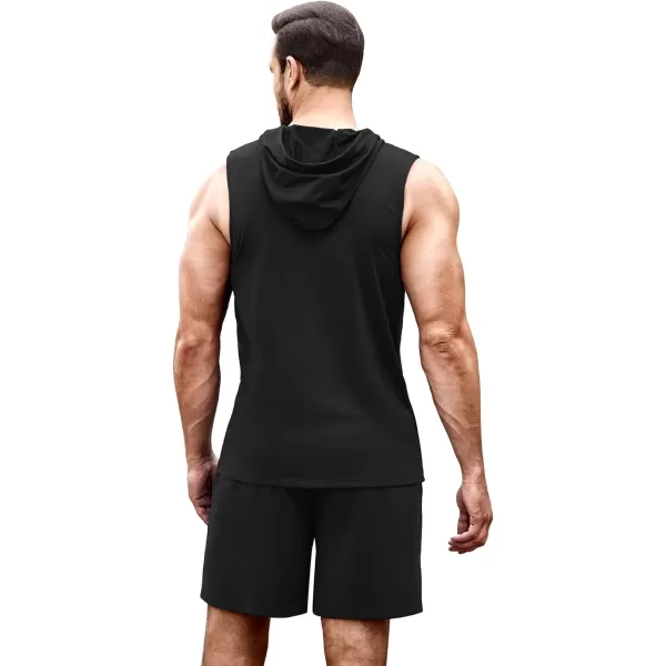 COOFANDY Men's Workout Hooded Tank Tops Sleeveless Gym Shirt Sweat Shorts Hoodie Set 2 Piece Outfits Jogging Suits