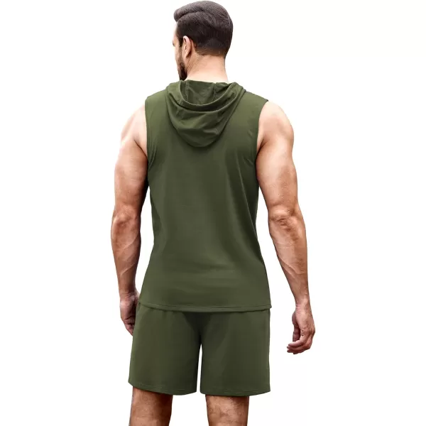 COOFANDY Men's Workout Hooded Tank Tops Sleeveless Gym Shirt Sweat Shorts Hoodie Set 2 Piece Outfits Jogging Suits