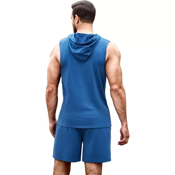 COOFANDY Men's Workout Hooded Tank Tops Sleeveless Gym Shirt Sweat Shorts Hoodie Set 2 Piece Outfits Jogging Suits