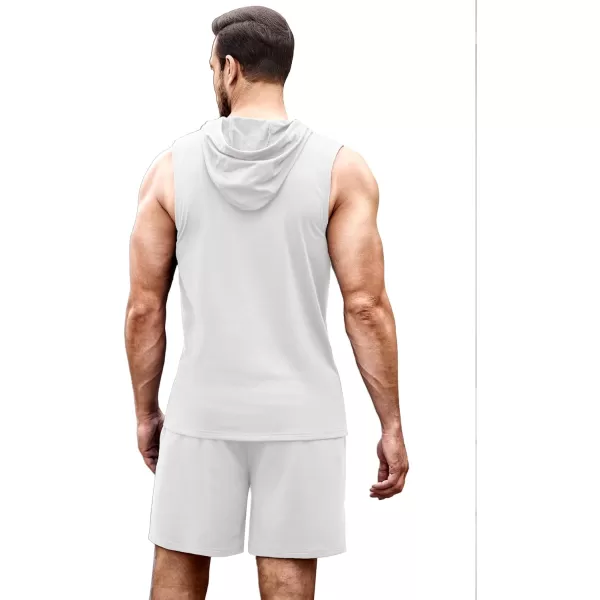 COOFANDY Men's Workout Hooded Tank Tops Sleeveless Gym Shirt Sweat Shorts Hoodie Set 2 Piece Outfits Jogging Suits