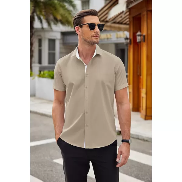 COOFANDY Men's Wrinkle Free Business Dress Shirts Short Sleeve Button Down Shirts