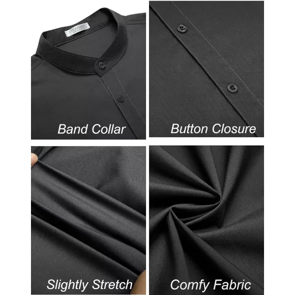 COOFANDY Muscle Fit Dress Shirts for Men Banded Collar Casual Button Down Shirts
