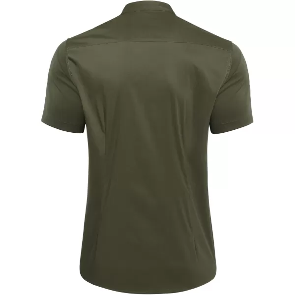 COOFANDY Muscle Fit Dress Shirts for Men Banded Collar Casual Button Down Shirts