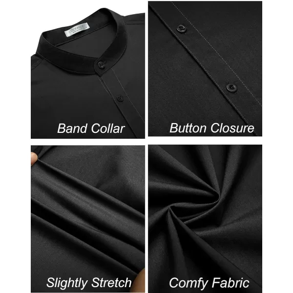 COOFANDY Muscle Fit Dress Shirts for Men Banded Collar Casual Button Down Shirts
