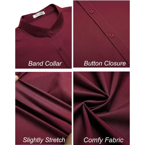 COOFANDY Muscle Fit Dress Shirts for Men Banded Collar Casual Button Down Shirts