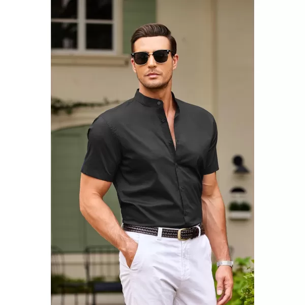 COOFANDY Muscle Fit Dress Shirts for Men Banded Collar Casual Button Down Shirts