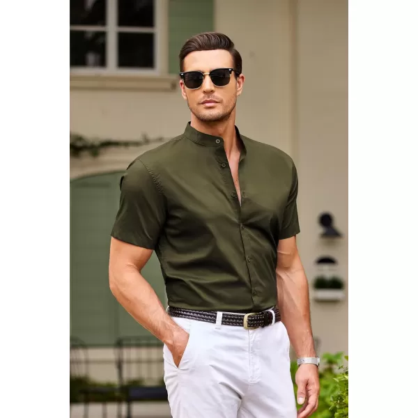 COOFANDY Muscle Fit Dress Shirts for Men Banded Collar Casual Button Down Shirts