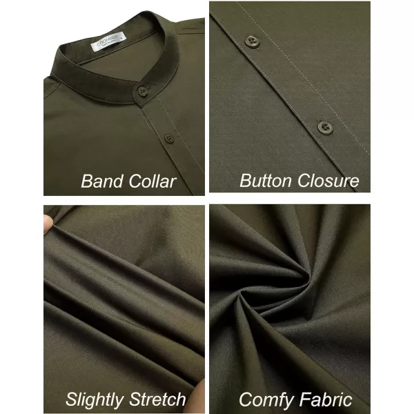 COOFANDY Muscle Fit Dress Shirts for Men Banded Collar Casual Button Down Shirts