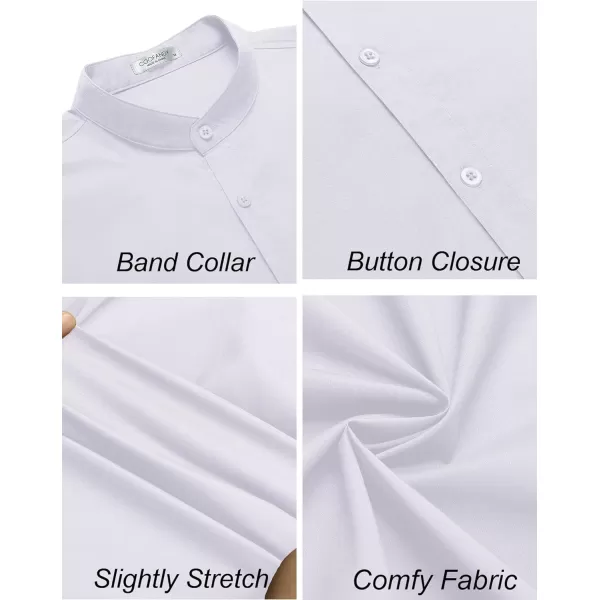COOFANDY Muscle Fit Dress Shirts for Men Banded Collar Casual Button Down Shirts