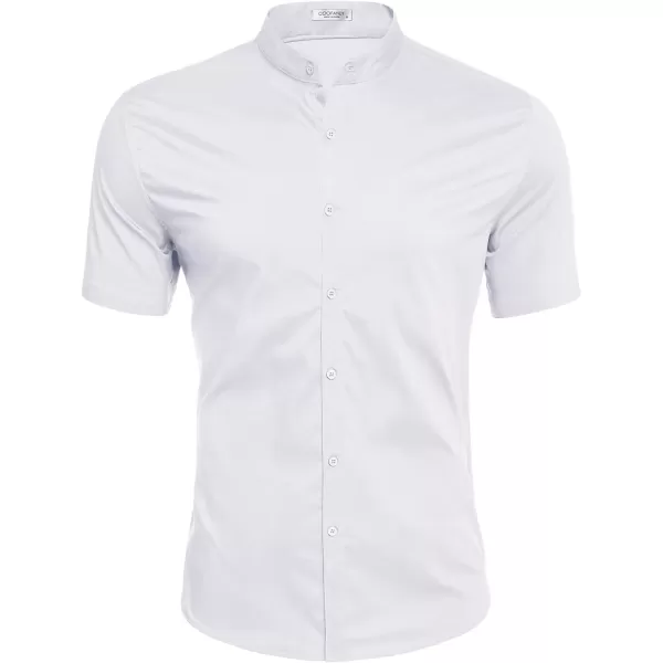 COOFANDY Muscle Fit Dress Shirts for Men Banded Collar Casual Button Down Shirts