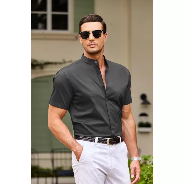COOFANDY Muscle Fit Dress Shirts for Men Banded Collar Casual Button Down Shirts
