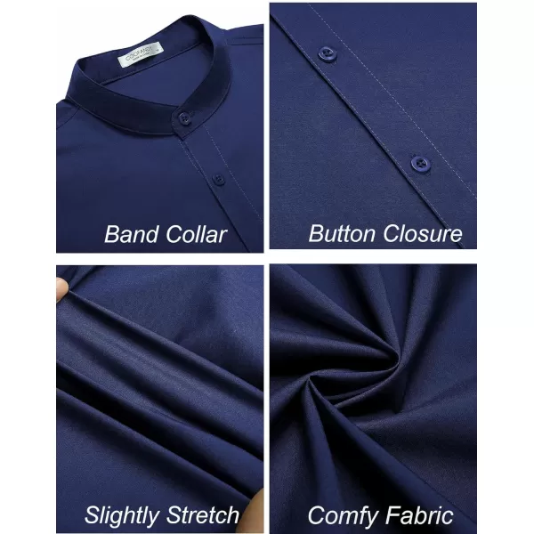 COOFANDY Muscle Fit Dress Shirts for Men Banded Collar Casual Button Down Shirts