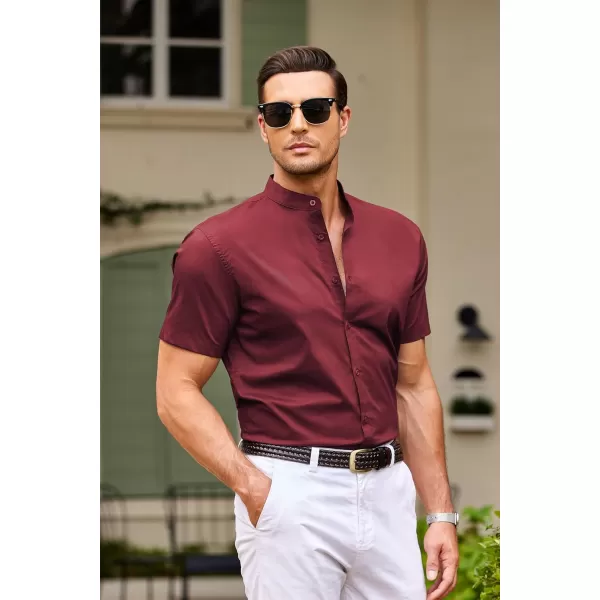 COOFANDY Muscle Fit Dress Shirts for Men Banded Collar Casual Button Down Shirts