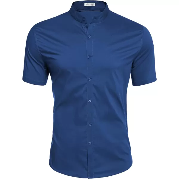 COOFANDY Muscle Fit Dress Shirts for Men Banded Collar Casual Button Down Shirts