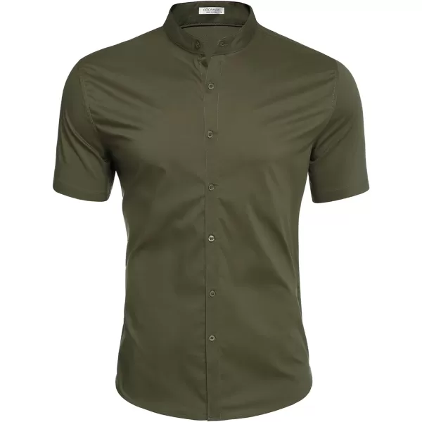 COOFANDY Muscle Fit Dress Shirts for Men Banded Collar Casual Button Down Shirts