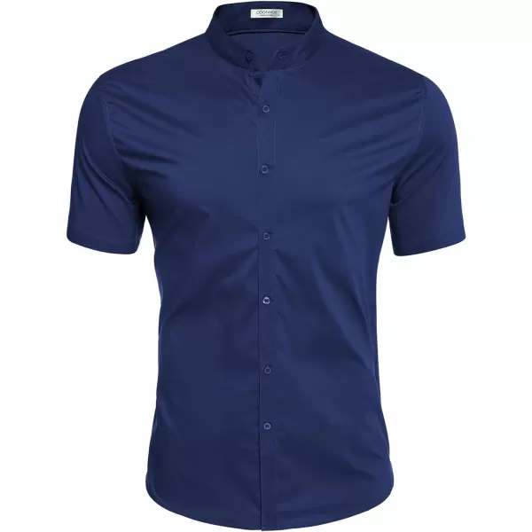 COOFANDY Muscle Fit Dress Shirts for Men Banded Collar Casual Button Down Shirts