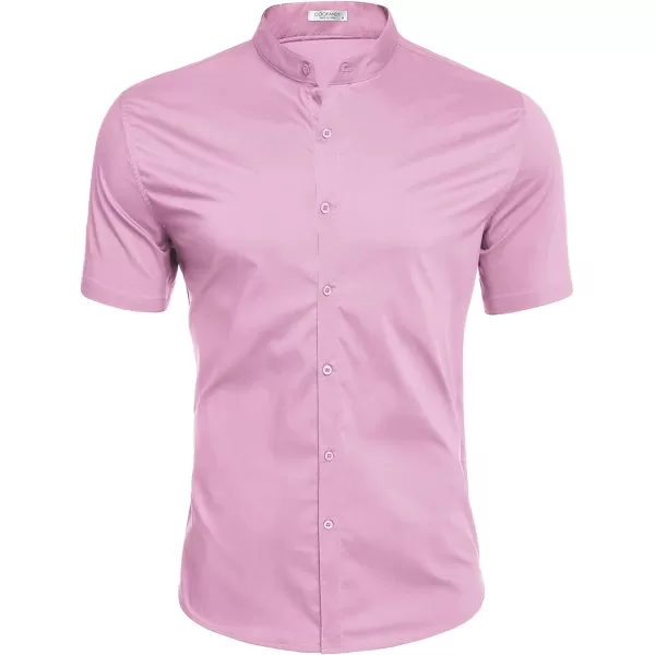 COOFANDY Muscle Fit Dress Shirts for Men Banded Collar Casual Button Down Shirts