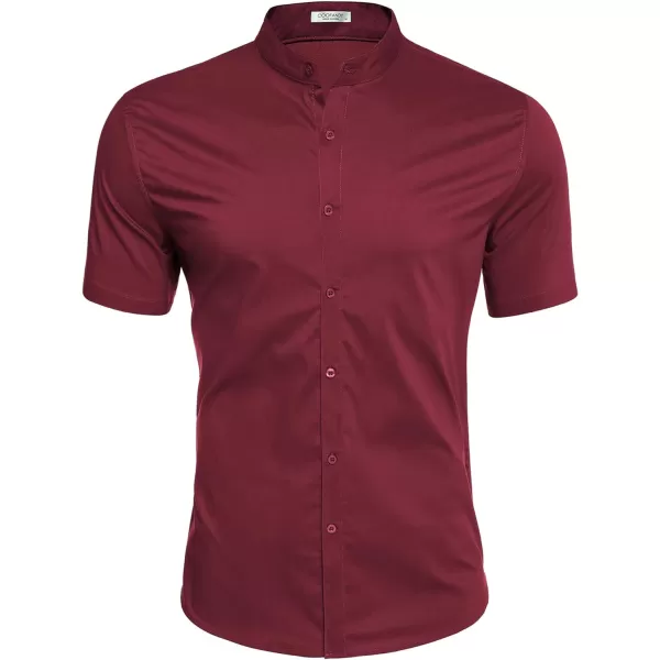 COOFANDY Muscle Fit Dress Shirts for Men Banded Collar Casual Button Down Shirts