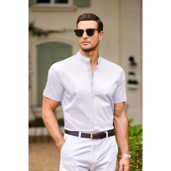 COOFANDY Muscle Fit Dress Shirts for Men Banded Collar Casual Button Down Shirts