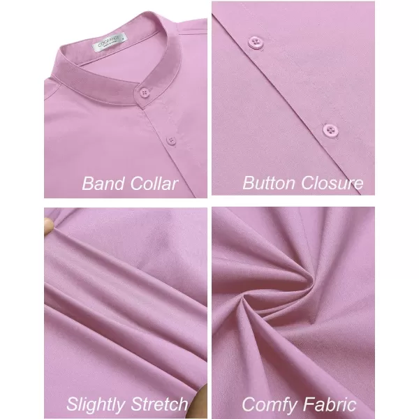COOFANDY Muscle Fit Dress Shirts for Men Banded Collar Casual Button Down Shirts