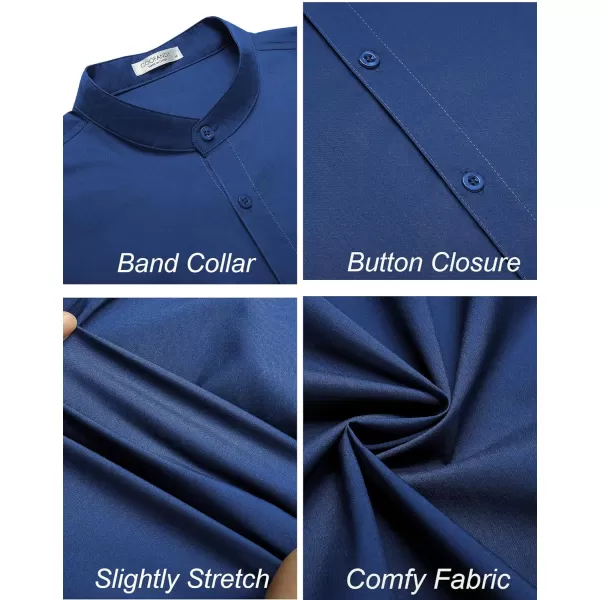 COOFANDY Muscle Fit Dress Shirts for Men Banded Collar Casual Button Down Shirts