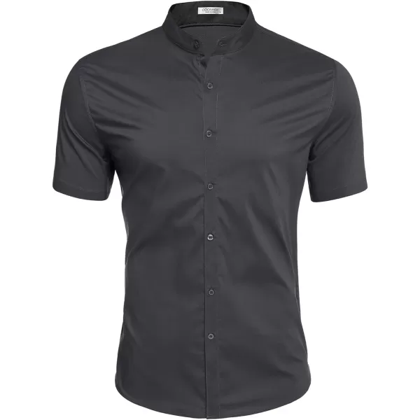 COOFANDY Muscle Fit Dress Shirts for Men Banded Collar Casual Button Down Shirts